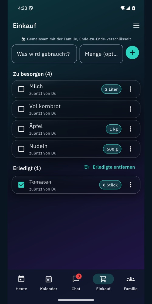 Gemeinsamer Einkaufszettel